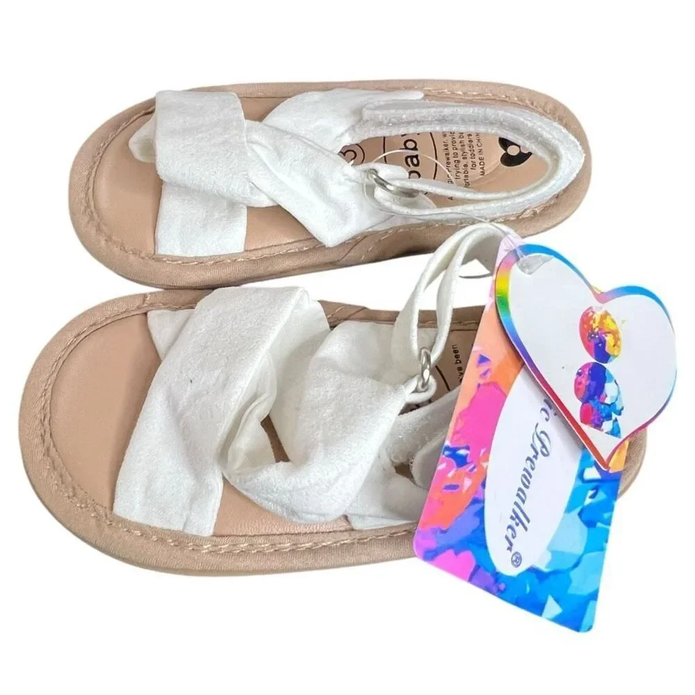NEW Magic Prewalker Baby Sandals White Size 3 Soft Sole Toddler Shoes
